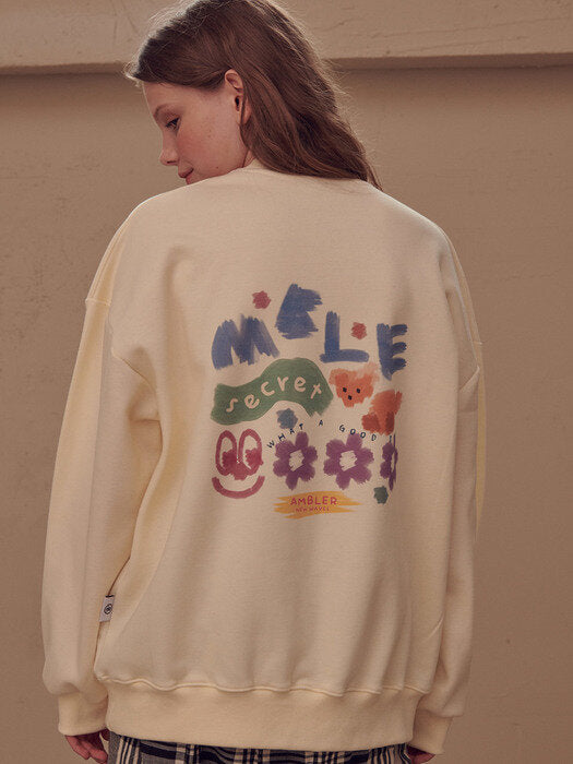 [ambler] PAINT MBLE Over fit Sweatshirt AMM917(ivory)