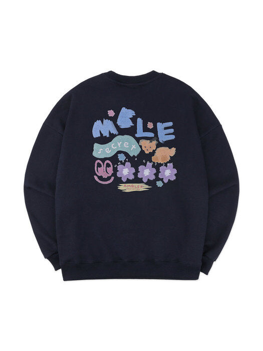 [ambler] PAINT MBLE Over fit Sweatshirt AMM917(navy)