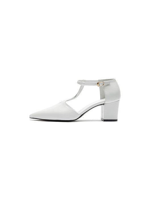 Eenk Vinsley Point Toe T-bar Pumps - White