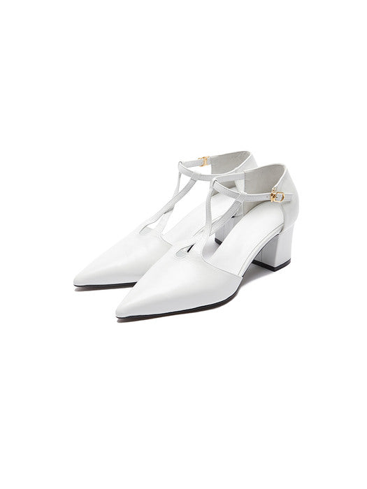 Eenk Vinsley Point Toe T-bar Pumps - White