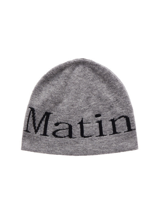 LOGO JACQUARD SHORT BEANIE IN GREY
