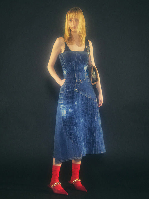 [andersson bell] (WOMEN) SAGE REAL JEAN COMBINATION DRESS atb772w(WASHED INDIGO)