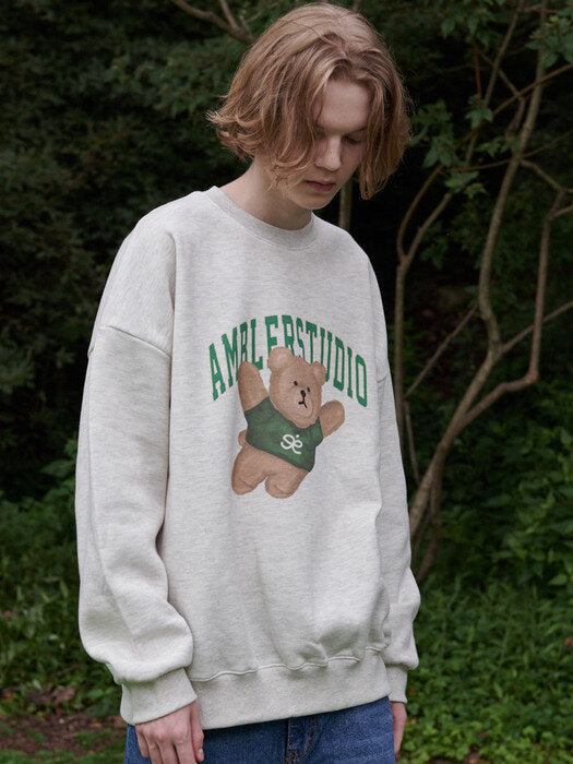 [ambler] Superman Bear Over fit Sweatshirt AMM1005 (oatmeal)