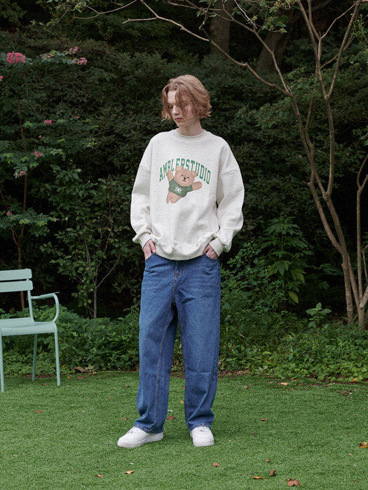 [ambler] Superman Bear Over fit Sweatshirt AMM1005 (oatmeal)