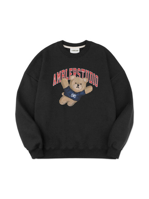 [ambler] Superman Bear Over fit Sweatshirt AMM1005 (black)
