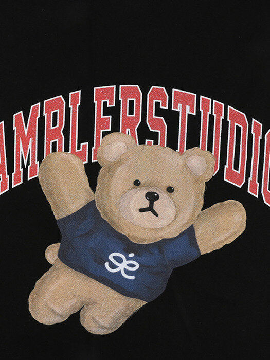 [ambler] Superman Bear Over fit Sweatshirt AMM1005 (black)