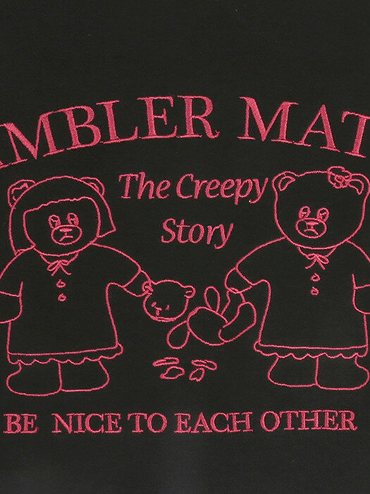 [ambler] The creepy story Over fit Sweatshirt AMM1007 (black)
