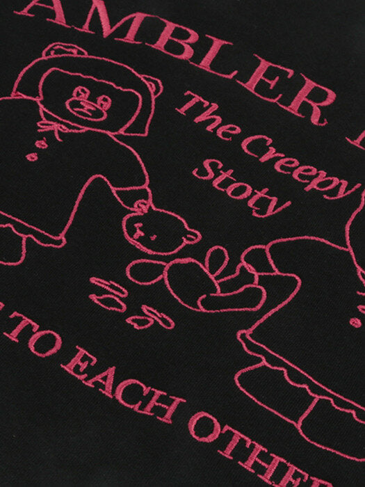 [ambler] The creepy story Over fit Sweatshirt AMM1007 (black)