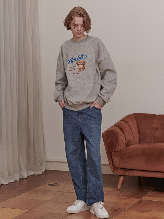 [ambler] The Chill bear Over fit Sweatshirt AMM1008 (melange)