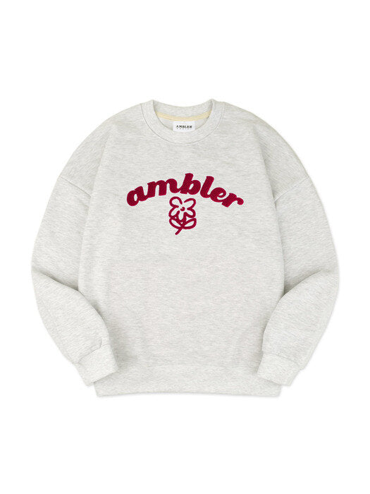 [ambler] Boucle Flower Over fit Sweatshirt AMM1009 (oatmeal)