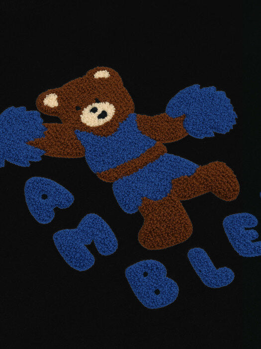 [ambler] Cheerleader bear Over fit Sweatshirt AMM1010 (black)