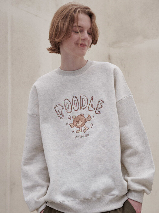 [ambler] Doodle Over fit Sweatshirt AMM1011 (oatmeal)