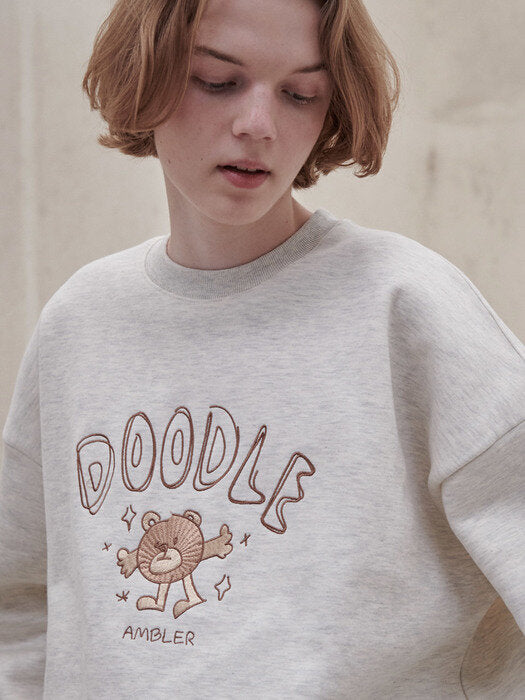 [ambler] Doodle Over fit Sweatshirt AMM1011 (oatmeal)