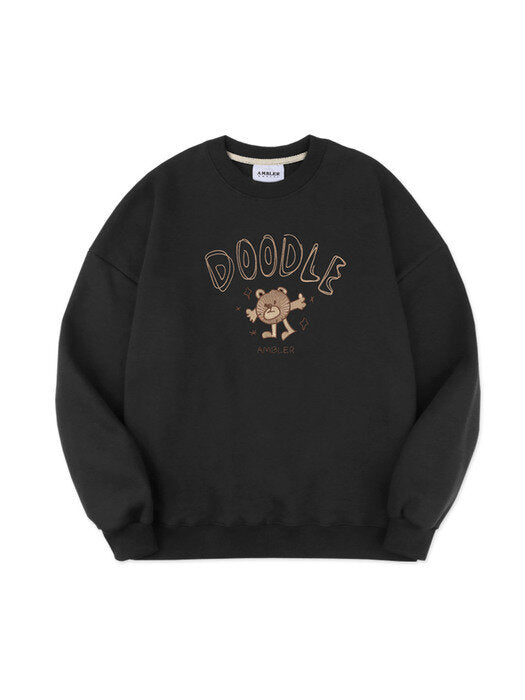 [ambler] Doodle Over fit Sweatshirt AMM1011 (black)