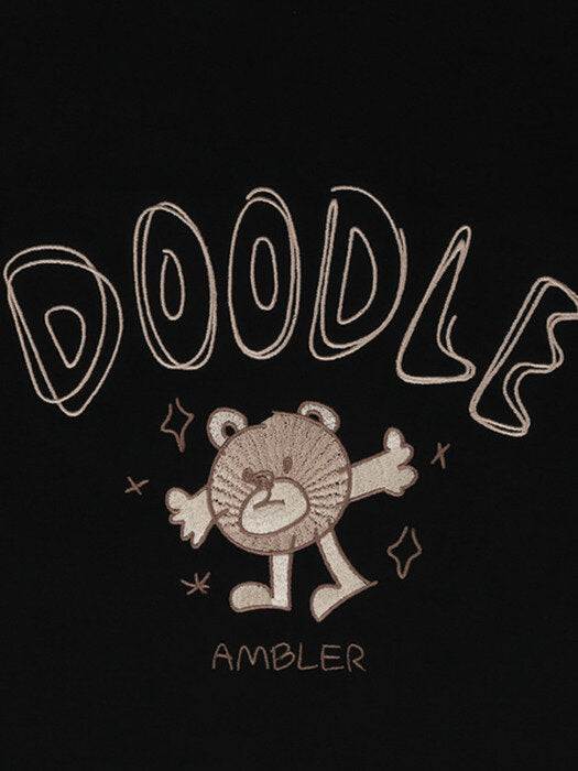 [ambler] Doodle Over fit Sweatshirt AMM1011 (black)