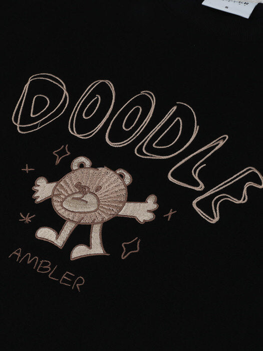 [ambler] Doodle Over fit Sweatshirt AMM1011 (black)