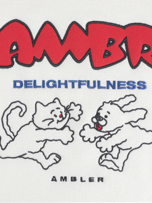 [ambler] Delightfulness Over fit Sweatshirt AMM1012 (ivory)