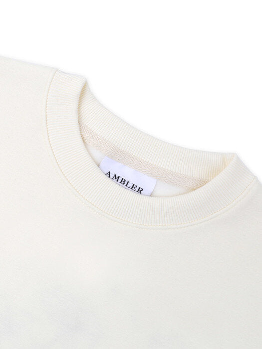 [ambler] Delightfulness Over fit Sweatshirt AMM1012 (ivory)