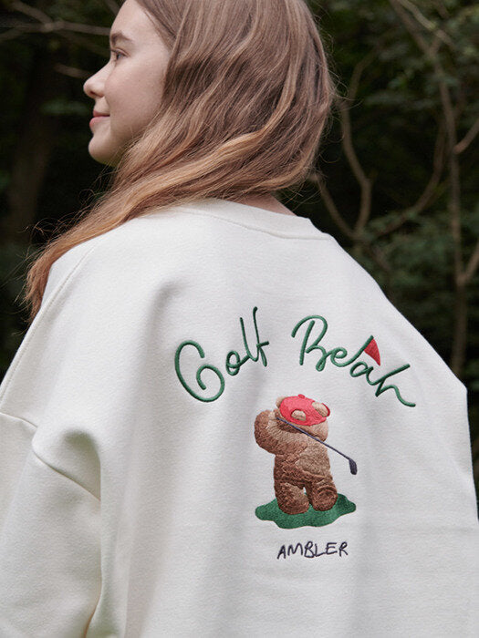 [ambler] Golf Bear Over fit Sweatshirt AMM1014 (ivory)