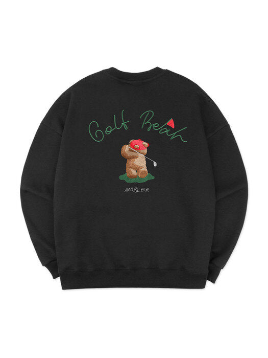 [ambler] Golf Bear Over fit Sweatshirt AMM1014 (black)