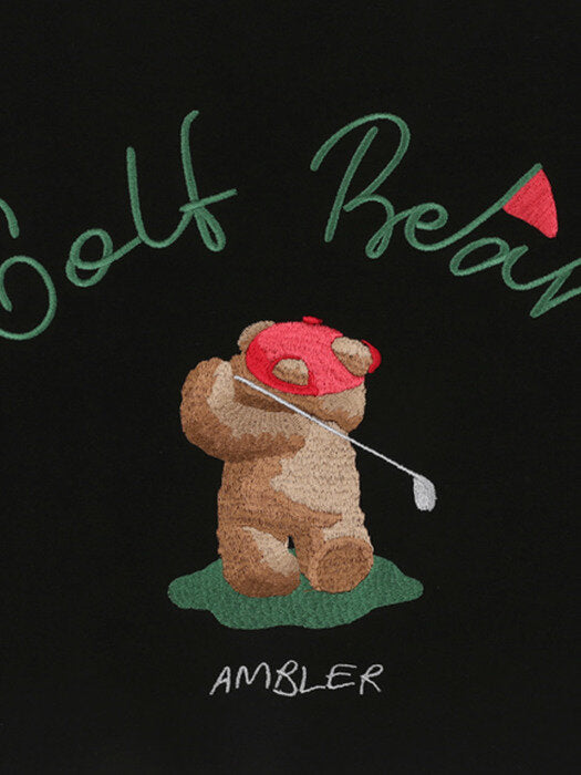 [ambler] Golf Bear Over fit Sweatshirt AMM1014 (black)