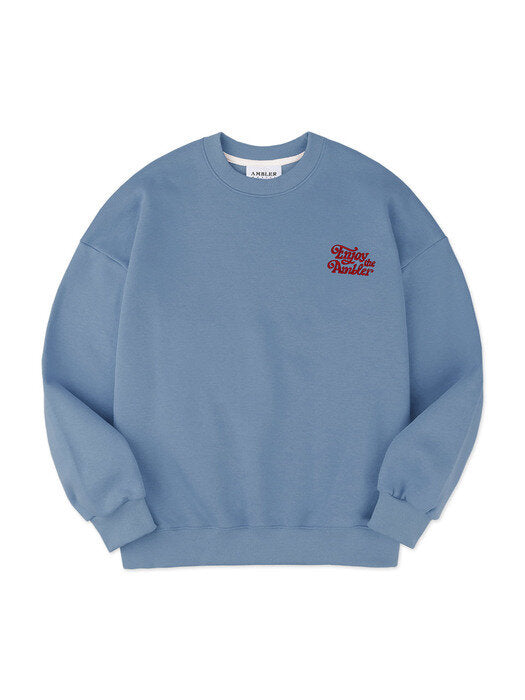 [ambler] Cartoon Bear Over fit Sweatshirt AMM1016 (blue)