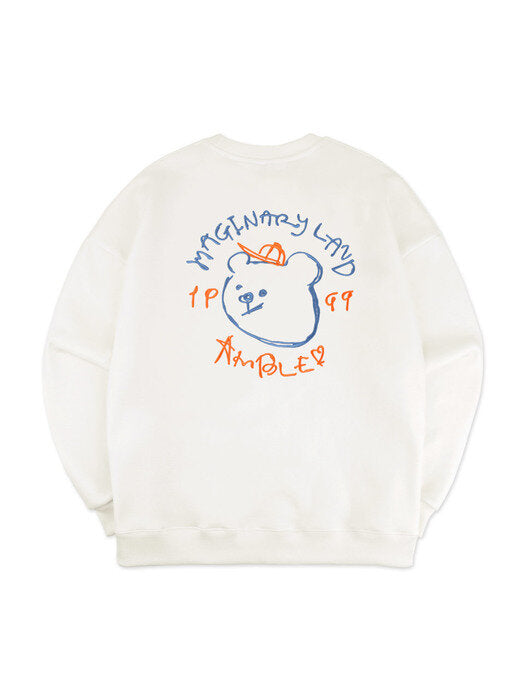 [ambler] Maginary Land Over fit Sweatshirt AMM1017 (ivory)