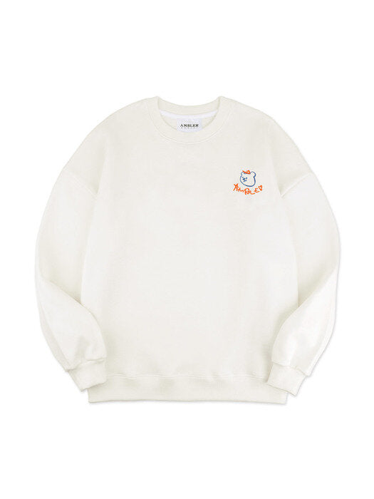 [ambler] Maginary Land Over fit Sweatshirt AMM1017 (ivory)