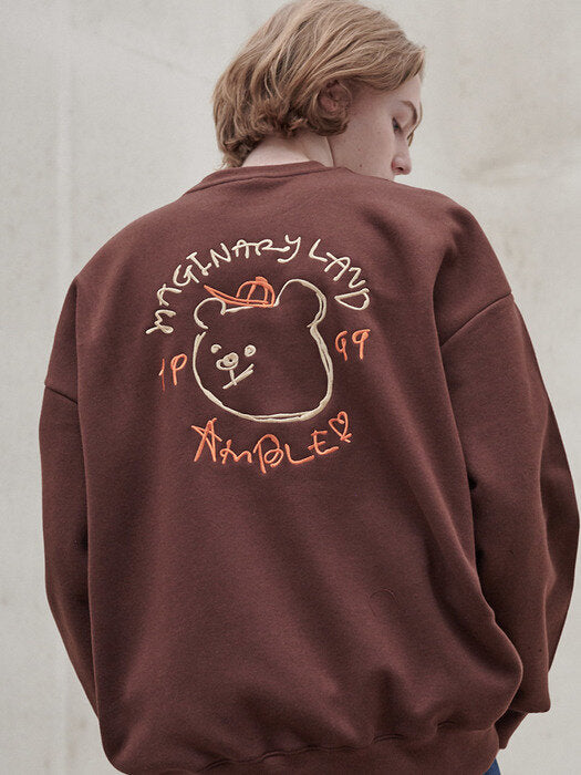 [ambler] Maginary Land Over fit Sweatshirt AMM1017 (brown)
