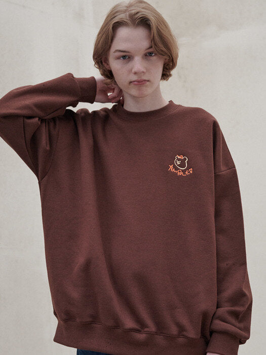 [ambler] Maginary Land Over fit Sweatshirt AMM1017 (brown)