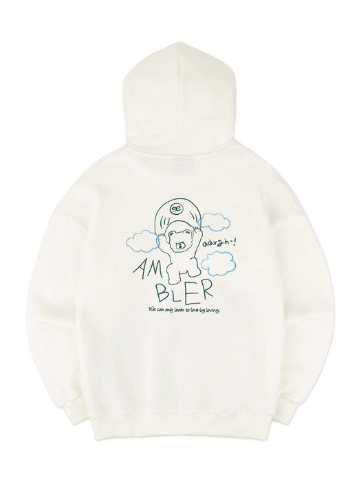 [ambler] Parachute bear Over fit Hoodie AHP901 (ivory)
