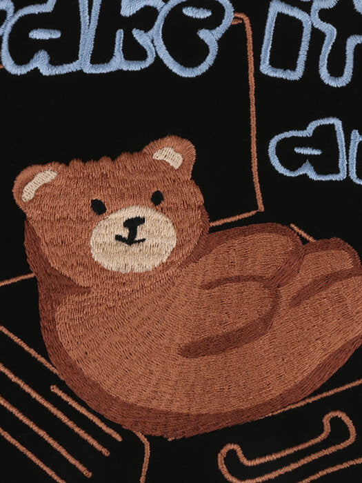 [ambler] Carry on bag Bear Over fit Hoodie AHP902 (black)