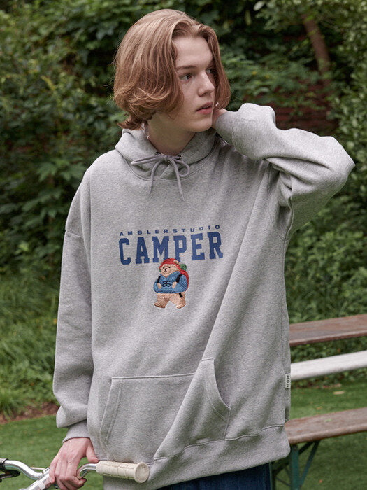 [ambler] Camper Bear Over fit Hoodie AHP903 (melange)