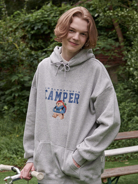 [ambler] Camper Bear Over fit Hoodie AHP903 (melange)