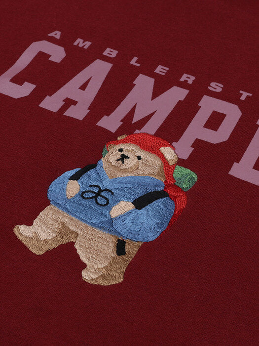 [ambler] Camper Bear Over fit Hoodie AHP903 (burgundy)