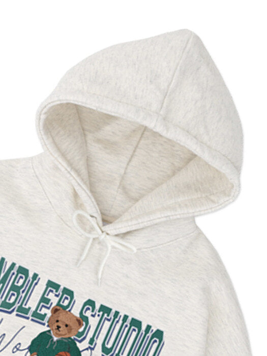 [ambler] Basketball Bear Over fit Hoodie AHP904 (oatmeal)