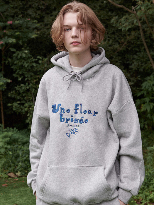 [ambler] Broken flower Over fit Hoodie AHP905 (melange)