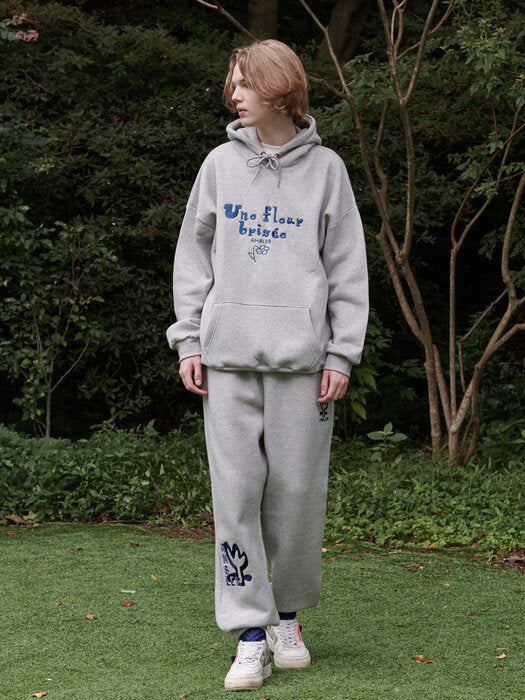 [ambler] Broken flower Over fit Hoodie AHP905 (melange)