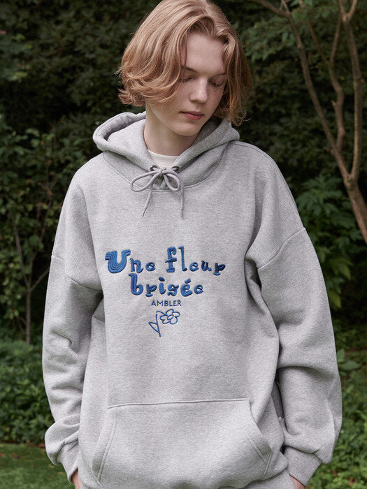 [ambler] Broken flower Over fit Hoodie AHP905 (melange)