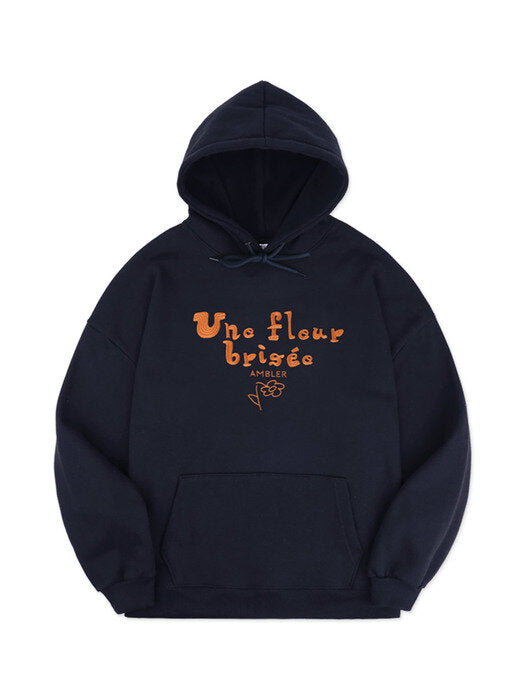 [ambler] Broken flower Over fit Hoodie AHP905 (navy)