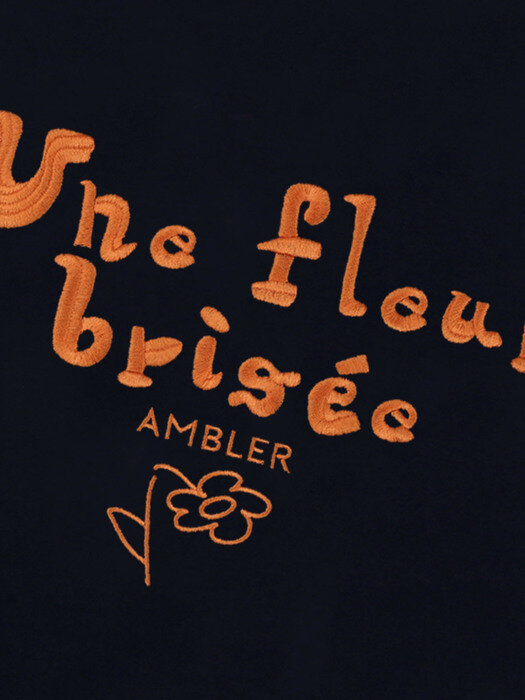 [ambler] Broken flower Over fit Hoodie AHP905 (navy)