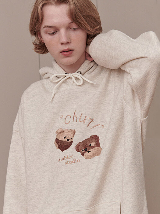 [ambler] Bad Bear Over fit Hoodie AHP906 (oatmeal)