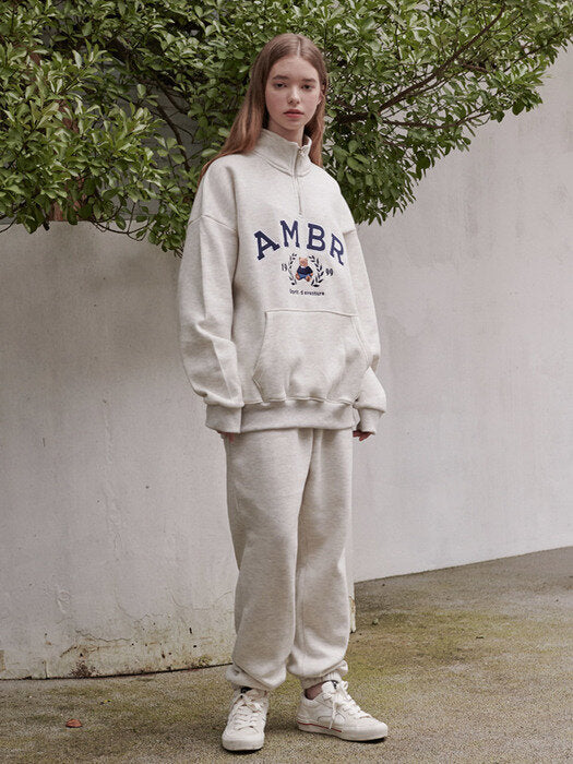 [ambler] School Bear Over fit Anorak sweat ANO301 (oatmeal)