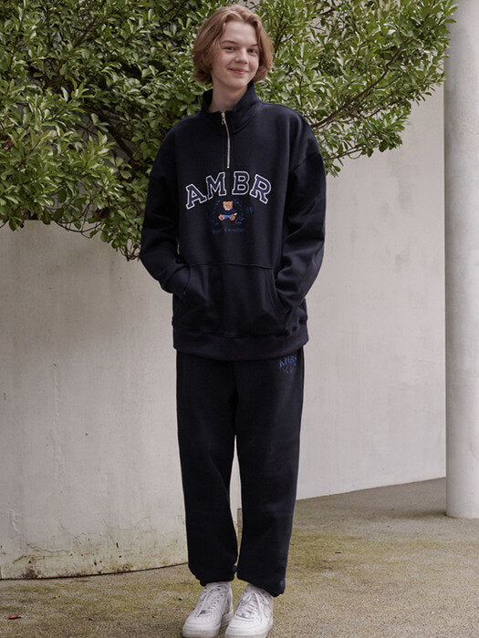 [ambler] School Bear Over fit Anorak sweat ANO301 (navy)