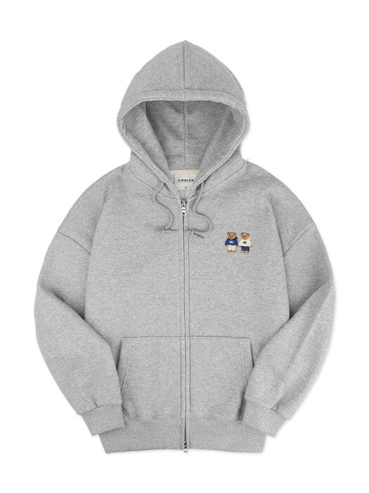 [ambler] Twinlook bear Over fit Zip up Hoodie jacket AZIP501(melange)