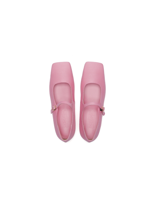 Eenk Vava Square Toe Mary-Jane Flats - Light Pink