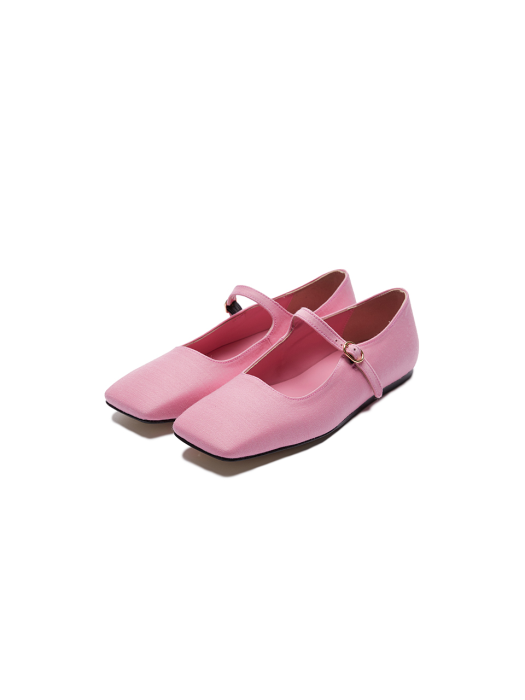 Eenk Vava Square Toe Mary-Jane Flats - Light Pink