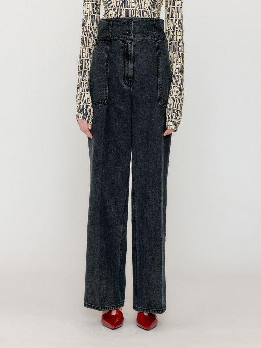 Eenk Vorset High-Rise Wide Denim Pants - Black