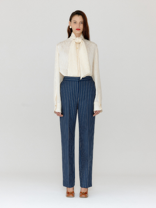 Eenk Vilona Straight Pants - Navy/Cream Stripe
