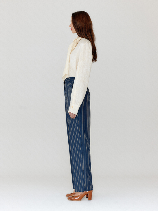 Eenk Vilona Straight Pants - Navy/Cream Stripe